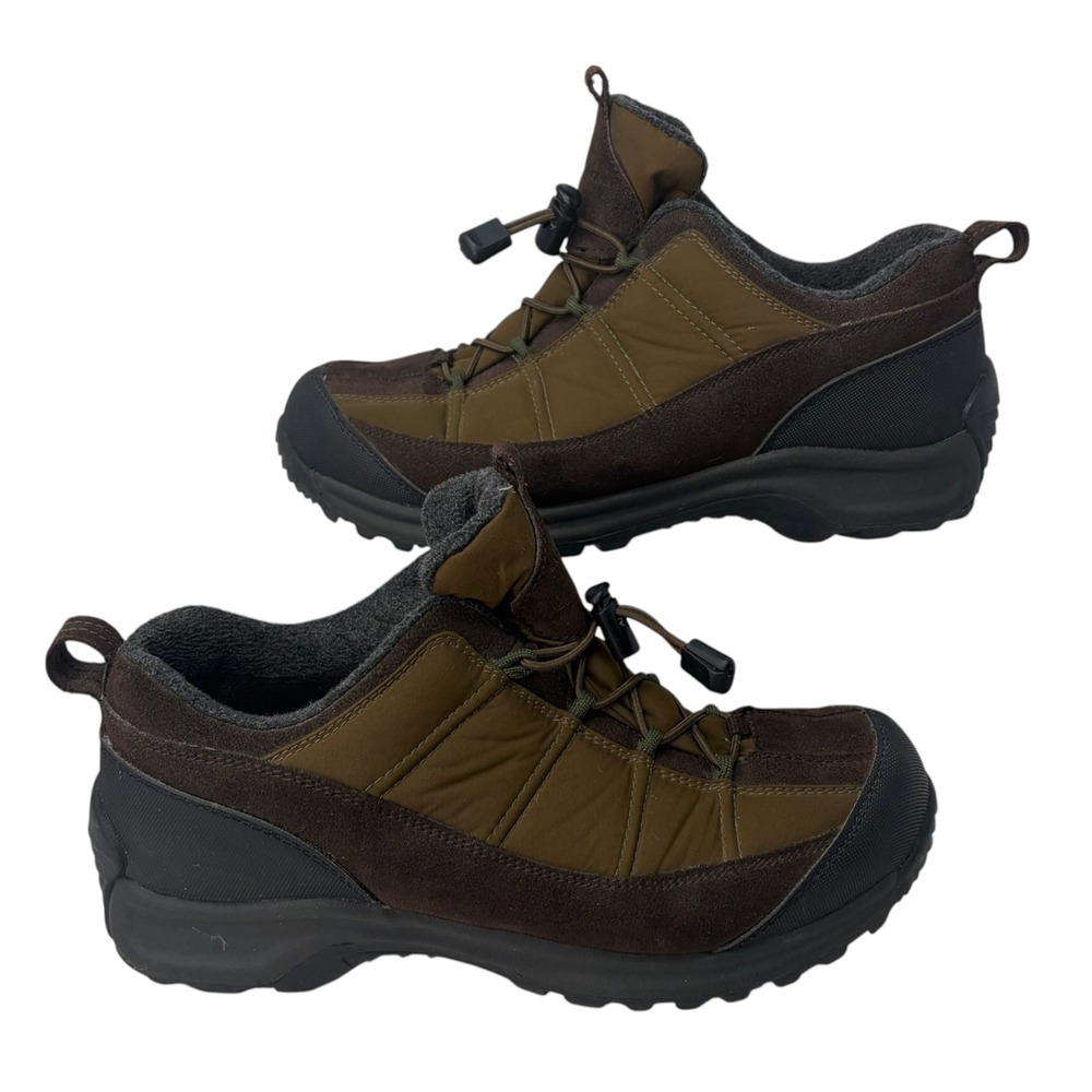 Lands End Womens 8.5B Waterproof Hiking Shoes Suede Trail Brown Olive 340694